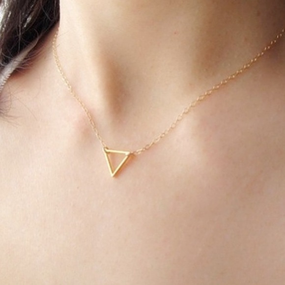 Delicate Gold Triangle Necklace - Picture 3 of 4